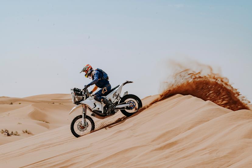 ATTENTION EDITORS - HANDOUT PICTURE RELEASED BY HILDE LENAERTS / ERIC DUPAIN - MANDATORY CREDIT HILDE LENAERTS - EDITORIAL USE ONLY -  This recent picture released on Friday 28 April 2023 shows Belgian motor rider Walter Roelants, in action during the Morocco Desert Challenge. *** Belga and Belga editorial board decline all responsability regarding the content of this picture.*** PHOTO HILDE LENAERTS