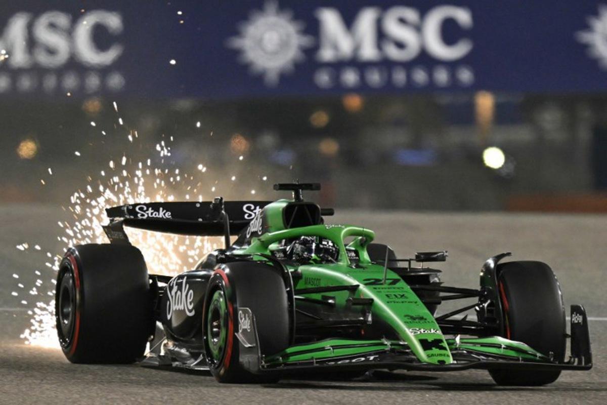 Kick Sauber's German driver Nico Hulkenberg drives during the qualifying session ahead of the Bahrain Formula One Grand Prix at the Bahrain International Circuit in Sakhir on April 12, 2025.  Andrej ISAKOVIC / AFP