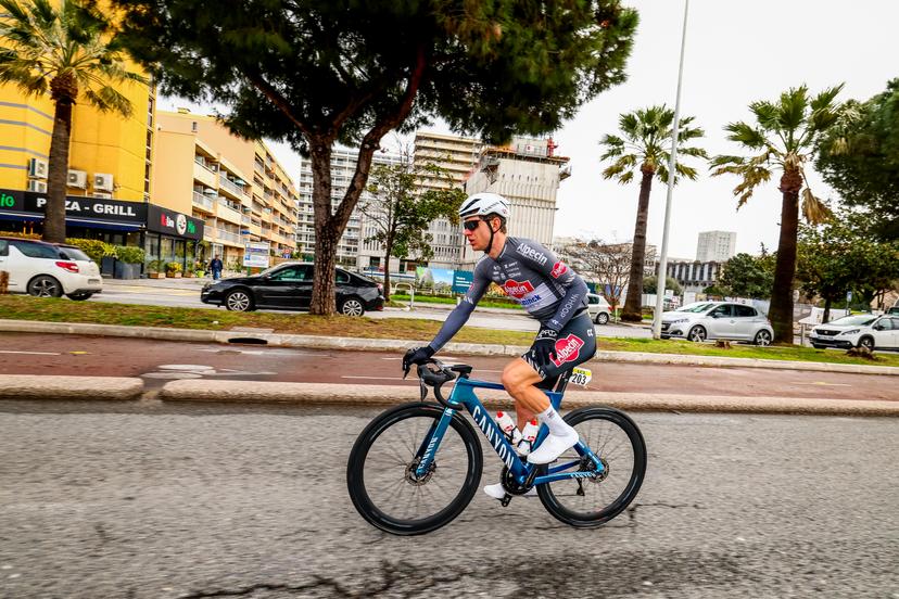 Belgian Ramses Debruyne of Alpecin-Deceuninck pictured in action during stage seven of the 83th edition of the Paris-Nice cycling race, 147,8 km from Nice to Auron, France, Saturday 15 March 2025. BELGA PHOTO DAVID PINTENS