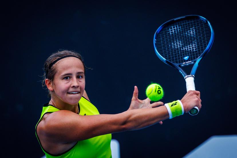 Belgium¿s Hanne Vandewinkel during a qualifying match against USA¿s Carol Young Suh at the Australian Open, Melbourne Park, Melbourne, January 13, 2026.    Photo by Patrick Hamilton/SIPA USA) ---  BENELUX ONLY     ---