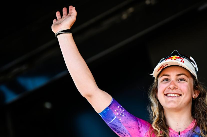 British Zoe Backstedt pictured before pictured at the start of the women's race of the 'Paris-Roubaix' one day cycling race, 148,5 km from Denain to Roubaix, France, on Saturday 12 April 2025. BELGA PHOTO JASPER JACOBS