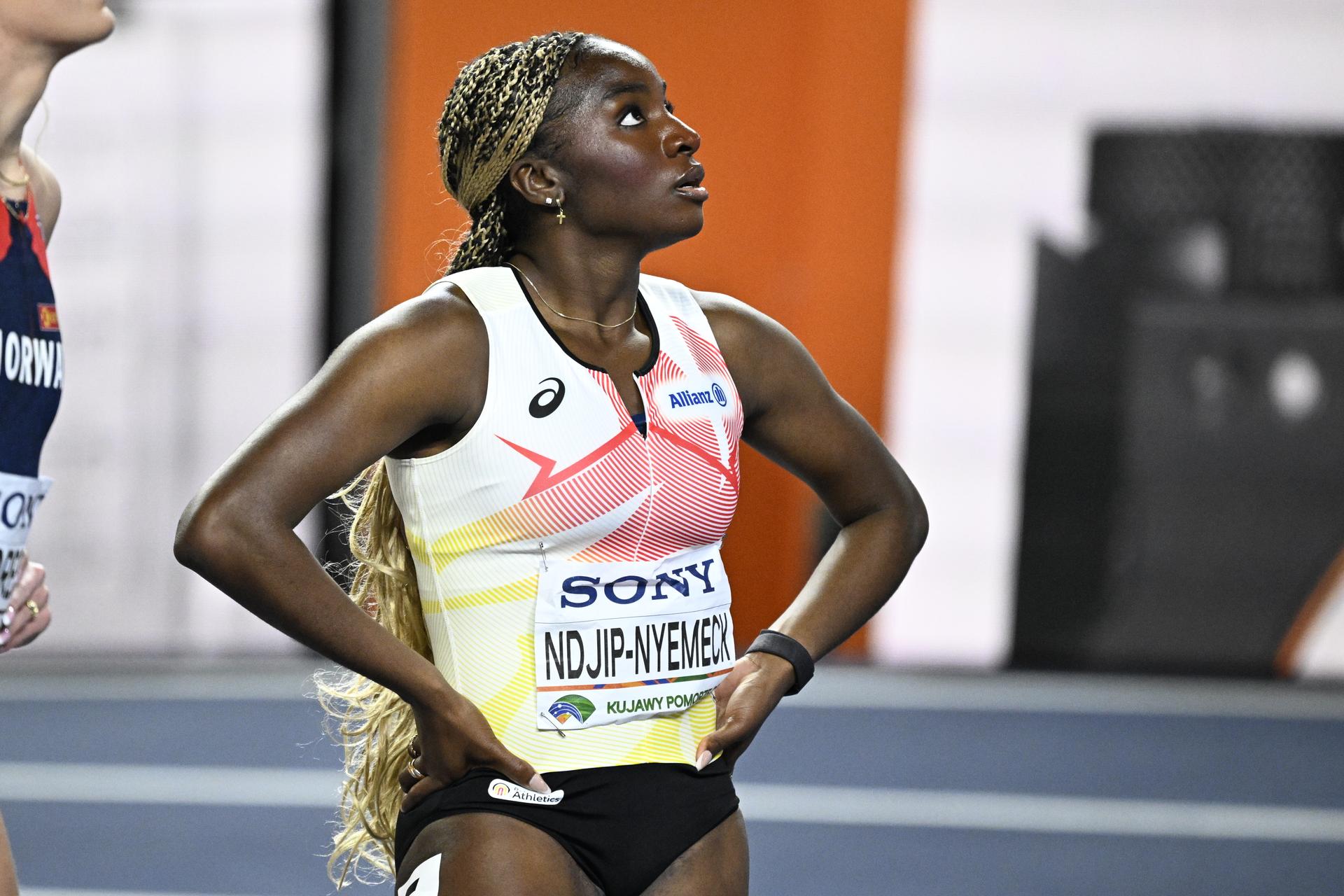Belgian Yanla Ndjip-Nyemeck and pictured during the semi-finals of the 60m hurdles on the third day of the World Athletics Indoor Championship in Torun, Poland on Sunday 22 March 2026. The championships take place from 20 to 22 March. BELGA PHOTO JASPER JACOBS