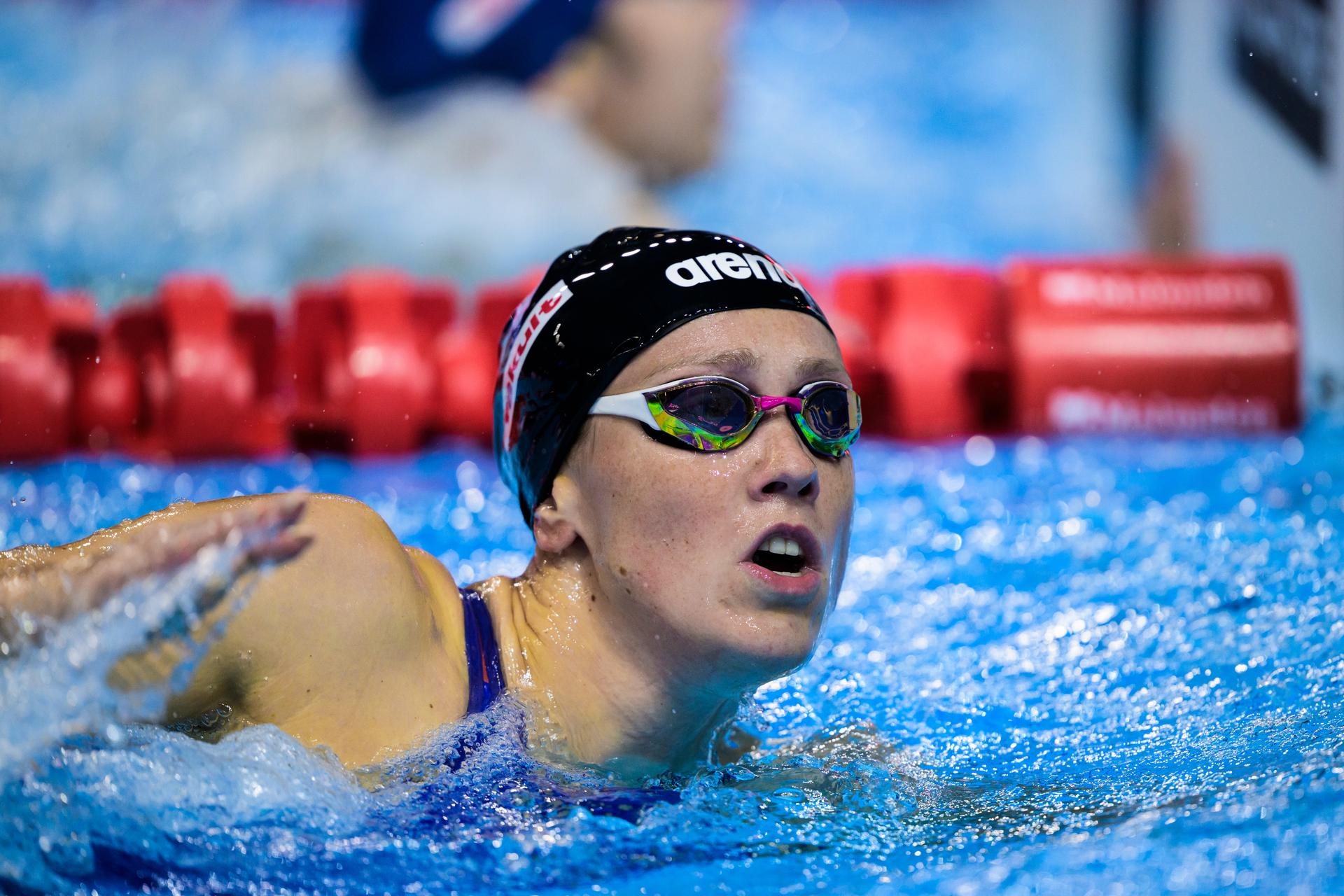 ATTENTION EDITORS - BENELUX ONLY - 250803 Florine Gaspard of Belgium after competing in women's 50 meters freestyle swimming final during day 24 of the World Aquatics Championships on August 3, 2025 in Singapore.  Photo: Joel Marklund / BILDBYRÅN / kod JM / JM0718 bbeng simning swimming svømming sim-vm vm sim-vm 2025 world aquatics championships 2025 dam