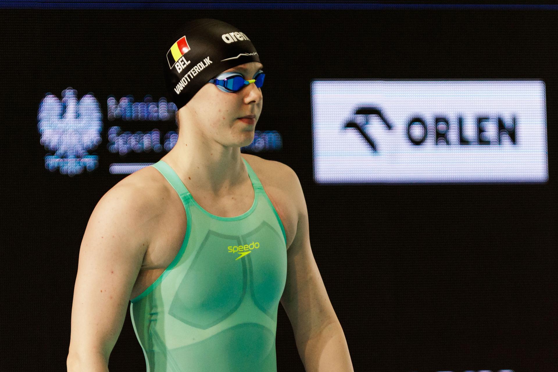 Belgian Roos Vanotterdijk pictured in action after the start of the 50 meter Butterfly at the European Aquatics Short Course Swimming Championships in Lublin, Poland, on Wednesday 03 December 2025. BELGA PHOTO NIKOLA KRSTIC