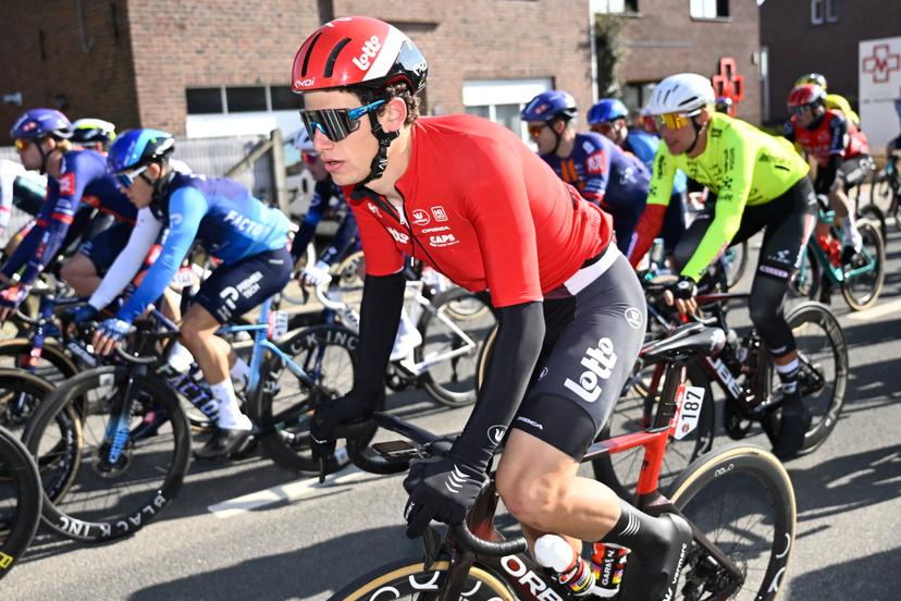 Belgian Alec Segaert of Lotto Cycling Team pictured in action during the Kuurne-Brussels-Kuurne one day cycling race, 196,9 km from Kuurne to Kuurne via Brussels, Sunday 02 March 2025.  BELGA PHOTO DIRK WAEM