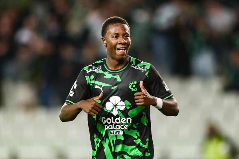 Cercle's Alan Minda celebrates after scoring during a soccer match between Cercle Brugge K.S.V. and Sint-Truidense V.V., Friday 29 August 2025 in Brugge, on day 6 of the 2025-2026 'Jupiler Pro League' first division of the Belgian championship. BELGA PHOTO BRUNO FAHY