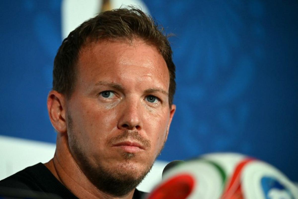 Germany's head coach Julian Nagelsmann gives a press conference at the Houston Stadium in Houston on June 13, 2026, on the eve of the 2026 World Cup football match between Germany and Curacao.   RONALDO SCHEMIDT / AFP