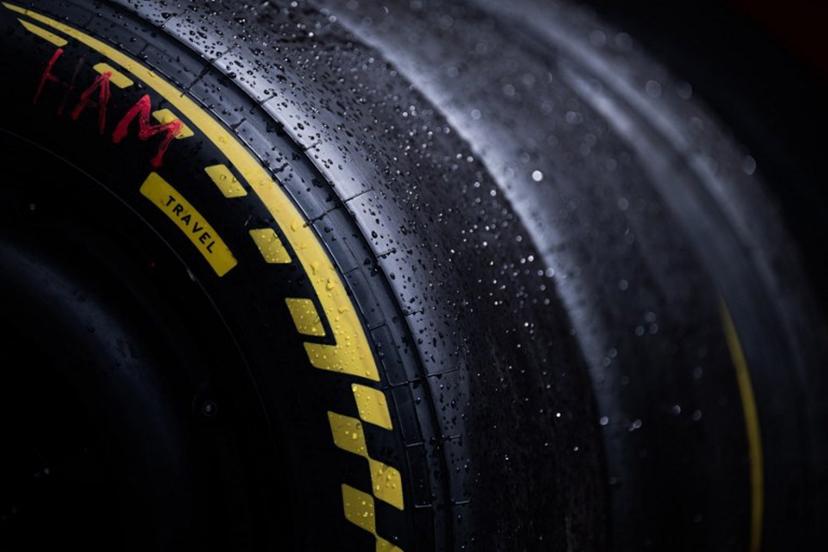 This photograph shows Pirelli's tires ahead of the Formula One Dutch Grand Prix at The Circuit Zandvoort, western Netherlands, on August 20, 2026.  JOHN THYS / AFP