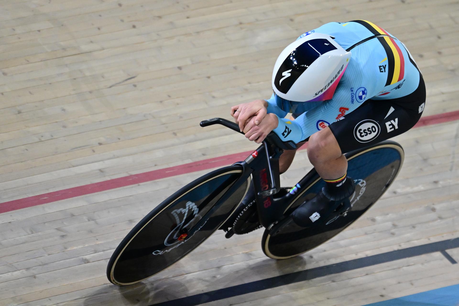 Belgian Lotte Kopecky pictured in action during the qualifiers for the Individual Pursuit at day 4 of the 2026 UEC Track Elite European Championships, in Konya, Turkey, Wednesday 04 February 2026. The European Championships take place from 01 to 05 February 2026. BELGA PHOTO DIRK WAEM