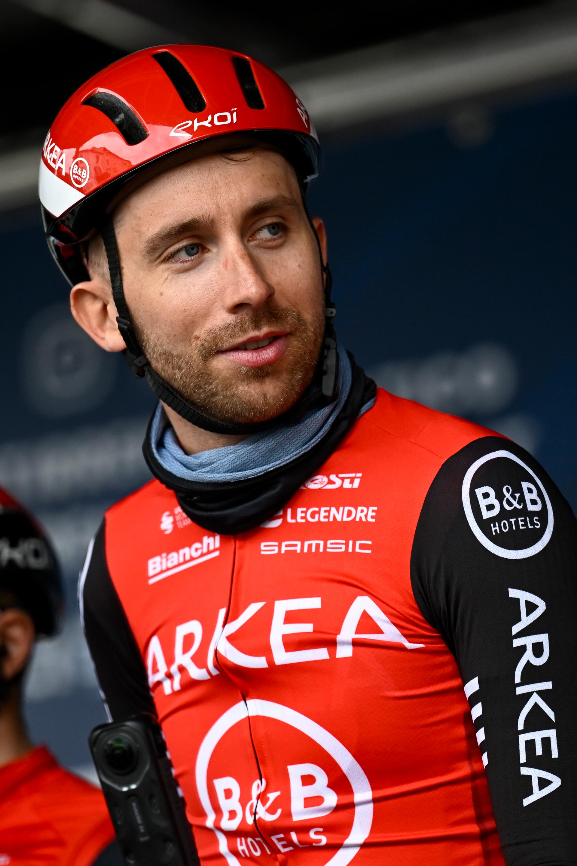 Belgian Amaury Capiot of Arkea-BB Hotels pictured at the start of the second stage of the Tirreno-Adriatico cycling race, a 189km race from Camaiore to Follonica, Italy, Tuesday 11 March 2025. BELGA PHOTO DIRK WAEM