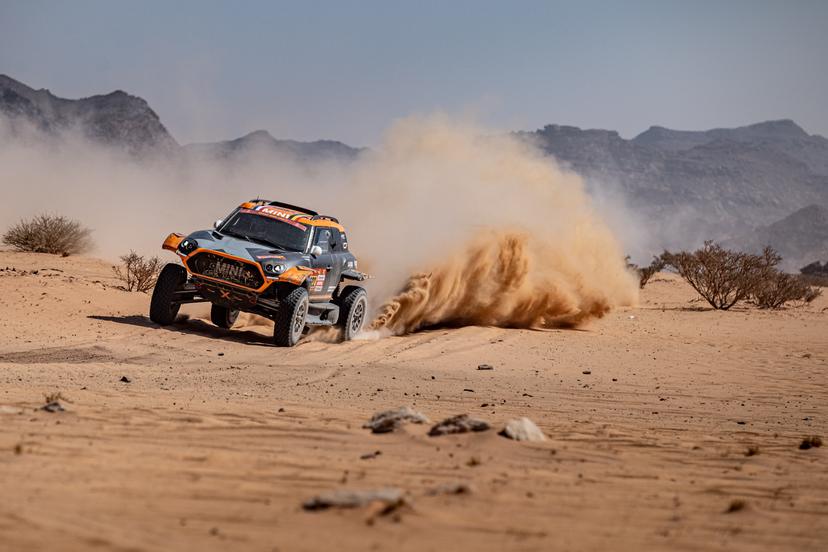 ATTENTION EDITORS - HAND OUT PICTURES - EDITORIAL USE ONLY - MANDATORY CREDIT: 'SIMON BAUCHAU'  Hand out picture released by Eric Dupain shows Guillaume de Mevius and Mathieu Baumel during stage 8 of the 2026 Dakar rally race in Wadi Ad Dawasir, Saudi Arabia on Monday 12 January 2026.  *** Belga and Belga Editorial Board decline all responsibility regarding the content of this picture. *** PHOTO HAND OUT - SIMON BAUCHAU