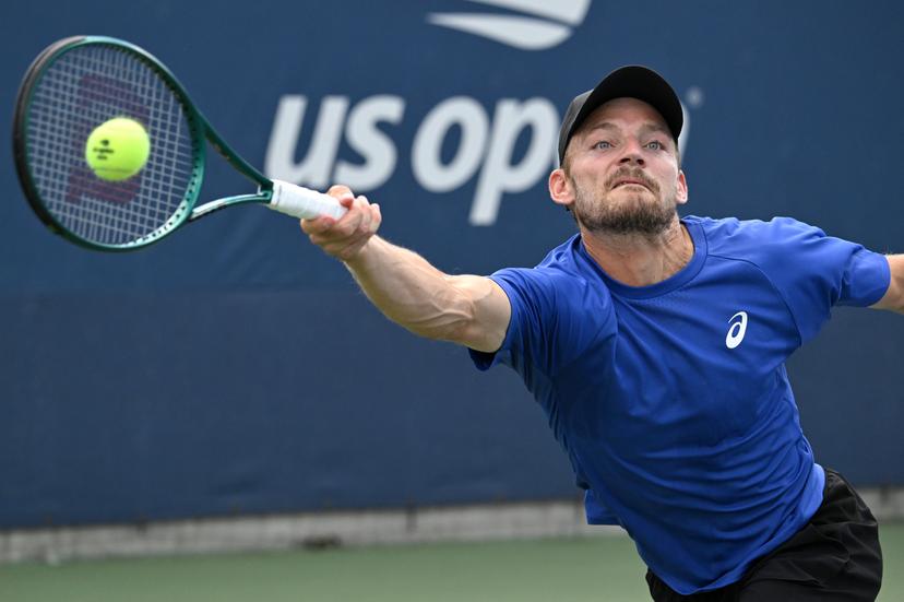 Belgian David Goffin pictured in action during a tennis match against French Halys, in the first round of the men's singles of the 2025 US Open Grand Slam tennis tournament in New York City, USA, Tuesday 26 August 2025. BELGA PHOTO TONY BEHAR