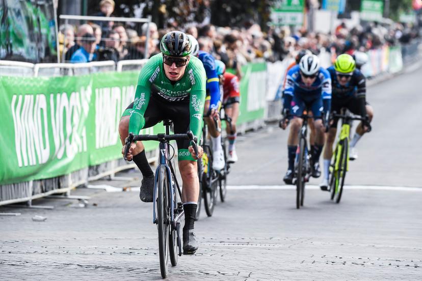 Belgian Mathis Avondts of Parkhotel Valkenburg pictured in action during the 2024 edition of the 'Nationale Sluitingsprijs' one day cycling race in Putte-Kapellen, Kapellen on Tuesday 15 October 2024. BELGA PHOTO GOYVAERTS