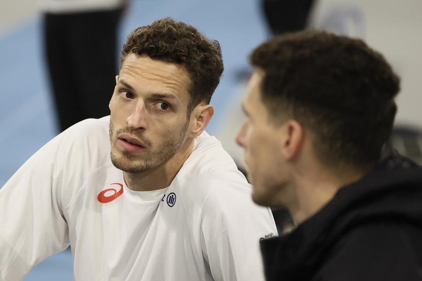 Belgian Dylan Borlee pictured during a training session of the men's and mixed 4x400m teams for the World Indoor Athletics Championships, in Louvain-La-Neuve, on Friday 13 March 2026. The World Indoor Athletics Championships take place in Kujawy-Pomorze, Poland from 20 to 22 March. BELGA PHOTO BRUNO FAHY
