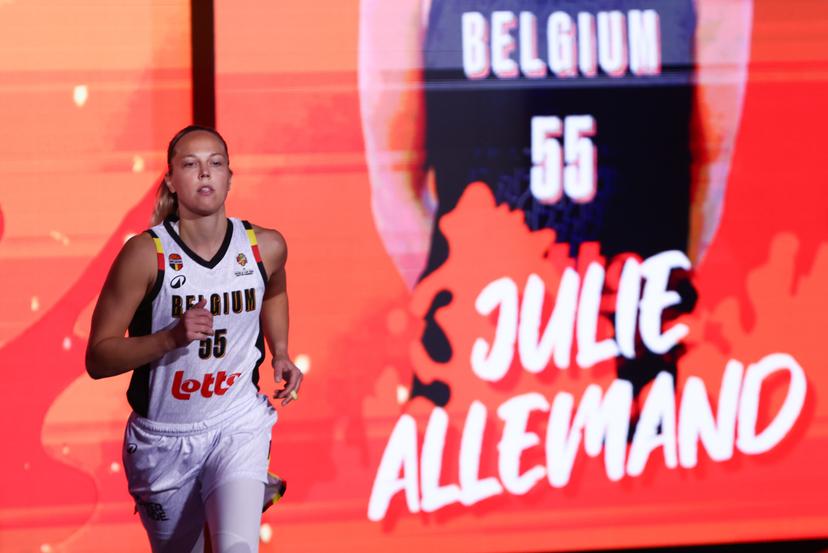 Belgium's Julie Allemand pictured at the start of a basket game between Belgium's national team Belgian Cats and Czech Republic, in Wuhan, China, on Tuesday 17 March 2026, the fifth game (out of 5) of the qualifications phase for the World Cup Basket tournament. BELGA PHOTO NIKOLA KRSTIC