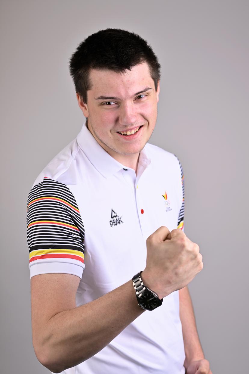 Julien Leclercq poses for the photographer at a photoshoot for the Belgian Olympic Committee BOIC - COIB ahead of the The World Games 2022 sports event, Wednesday 27 April 2022 in Brussels. BELGA PHOTO ERIC LALMAND