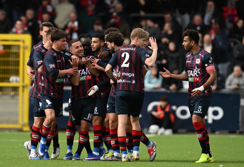 Liege's Kylian Hazard celebrates after scoring during a soccer game between RFC Liege and Royal Olympic Charleroi, Sunday 05 April 2026 in Liege, on day 32 of the 2025-2026 'Challenger Pro League' 1B second division of the Belgian championship. BELGA PHOTO JOHN THYS