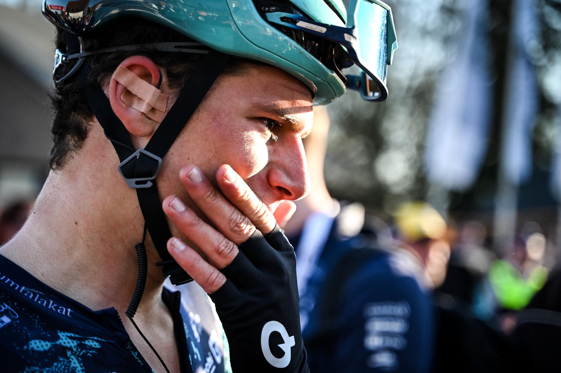 Belgian Alec Segaert of Bahrain Victorious pictured after the 'Nokere Koerse' one day cycling race for men elite, 186,4 km from Deinze to Nokere, Kruisem on Wednesday 18 March 2026. BELGA PHOTO ELIAS ROM