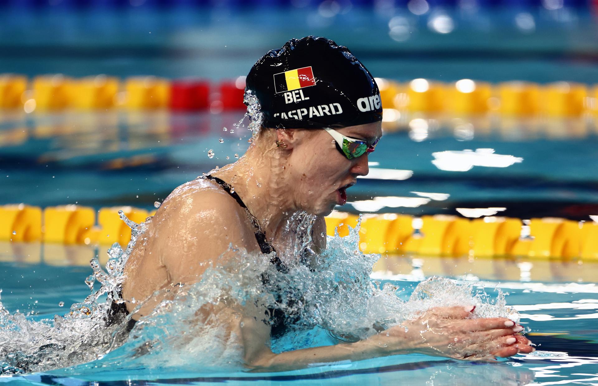 Belgian Florine Gaspard pictured during the Women's 50m Breaststroke at the European Aquatics Short Course Swimming Championships in Lublin, Poland, on Saturday 06 December 2025. BELGA PHOTO NIKOLA KRSTIC