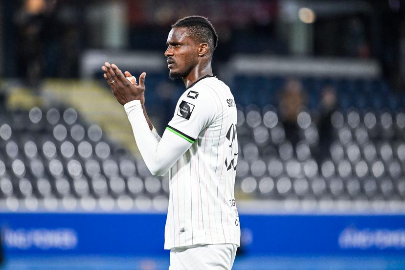 OHL's Sory Kaba looks dejected after losing a soccer match between Oud-Heverlee Leuven and KVC Westerlo, Tuesday 21 April 2026 in Leuven, on the fourth day of the Europe Play-offs (PO2) of the 2025-2026 'Jupiler Pro League' first division of the Belgian championship. BELGA PHOTO TOM GOYVAERTS