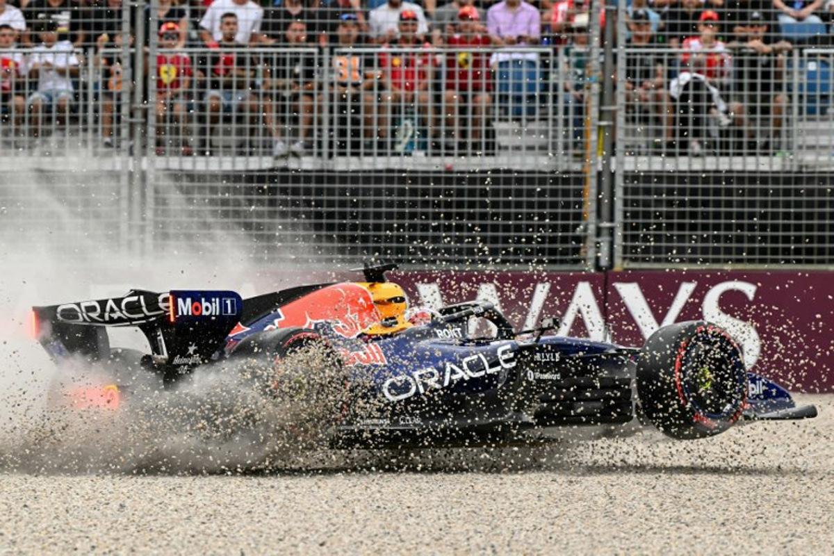 Red Bull Racing's Dutch driver Max Verstappen crashes during the qualifying session of the Formula One Australian Grand Prix at the Albert Park Circuit in Melbourne on March 7, 2026.   Paul Crock / AFP