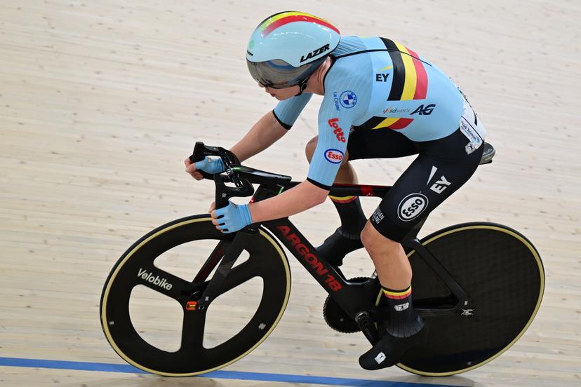 Belgian Lotte Kopecky pictured in action during day 4 of the 2026 UEC Track Elite European Championships, in Konya, Turkey, Wednesday 04 February 2026. The European Championships take place from 01 to 05 February 2026. BELGA PHOTO DIRK WAEM
