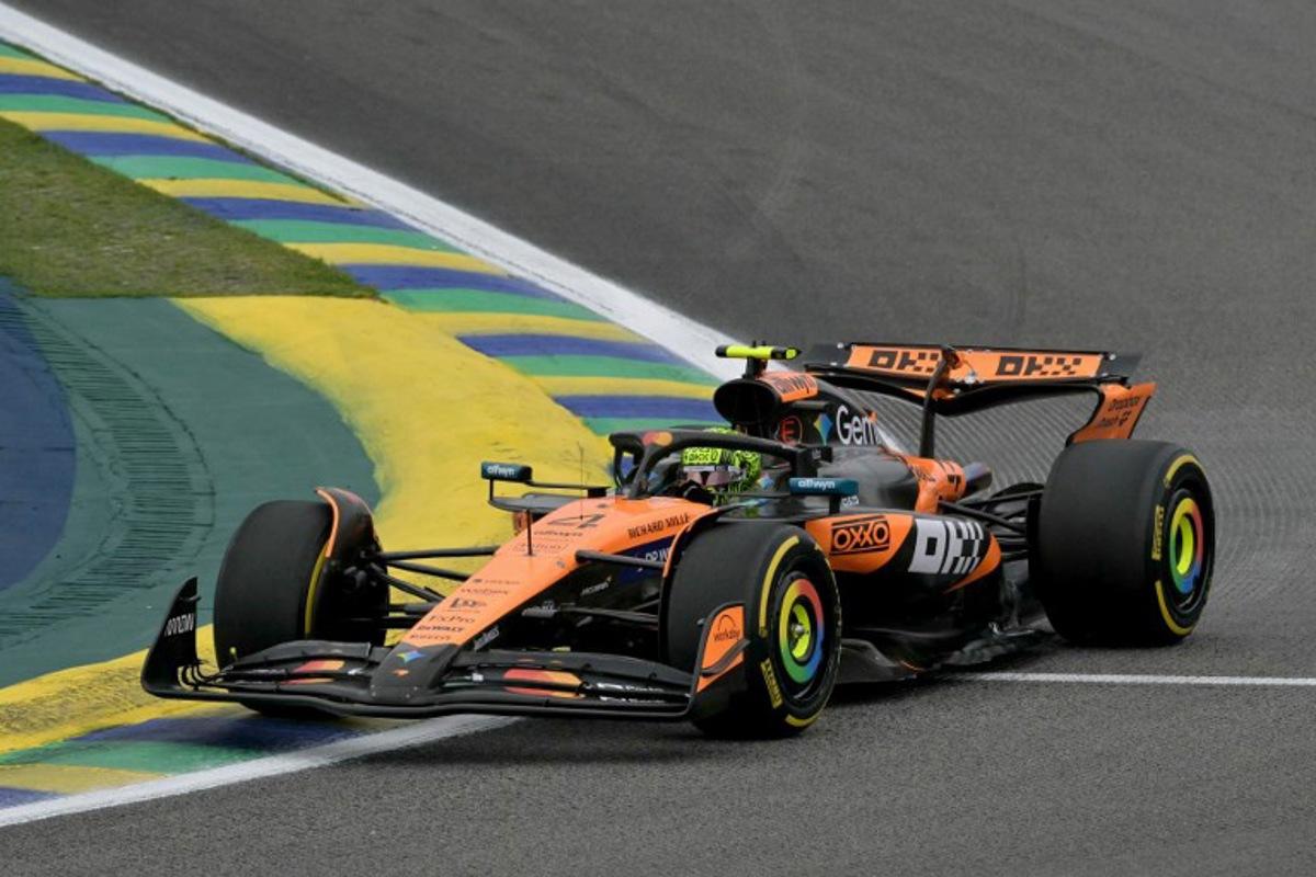 McLaren's British driver Lando Norris races in the lead during the Sao Paulo Formula One Grand Prix at the Jose Carlos Pace racetrack, aka Interlagos, in Sao Paulo, Brazil on November 9, 2025.  Nelson ALMEIDA / AFP