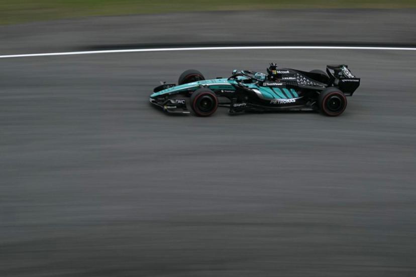 Mercedes' Italian driver Kimi Antonelli steers his car during the third practice session ahead of the Formula One Bahrain Grand Prix in Sepang on October 3, 2026.  Lillian SUWANRUMPHA / AFP