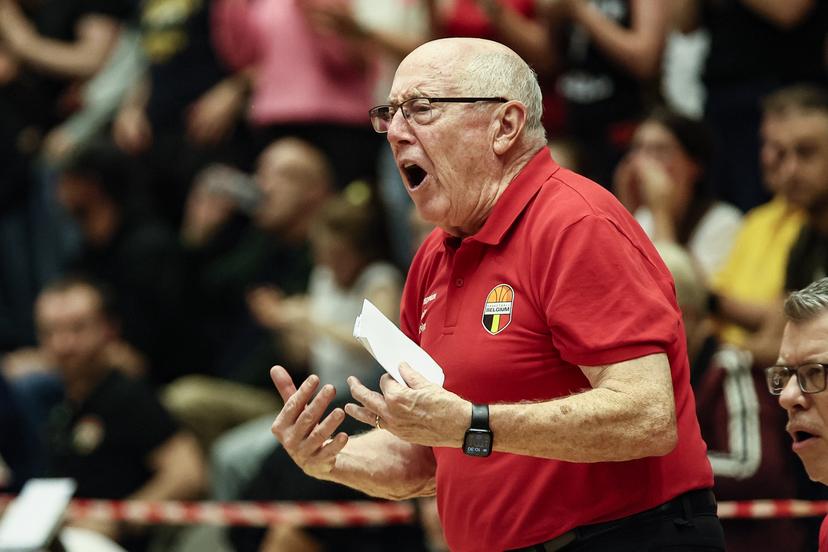 Belgium's head coach Mike Thibault reacts during a basketball game between Belgian national team the Belgian Cats and Finland, Thursday 13 November 2025 in Leuven, a qualification game (1/6) for the 2027 Eurobasket tournament. BELGA PHOTO BRUNO FAHY