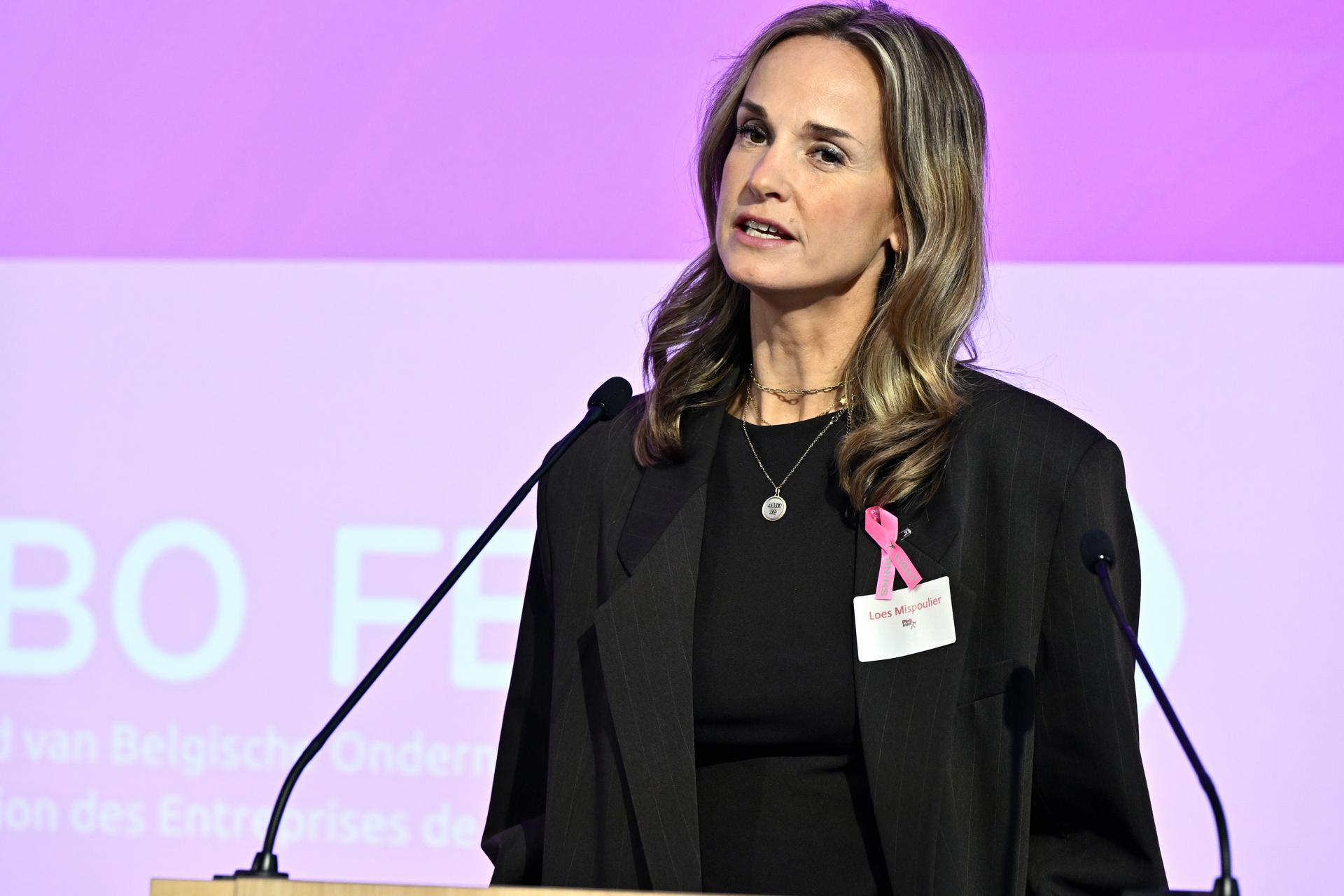 FOCUS COVERAGE, DISTRIBUTION REQUESTED TO BELGA Loes Mispoulier pictured during a press conference of the 'Pink Ribbon' Breast Cancer awareness organization, Tuesday 23 September 2025 in Brussels. Pink Ribbon urges for every person with breast cancer and all relatives to get the opportunity to be tested for the high-risk breast cancer genes BRCA1 (BReast CAncer gene 1) and BRCA2 (BReast CAncer gene 2). BELGA PHOTO ERIC LALMAND