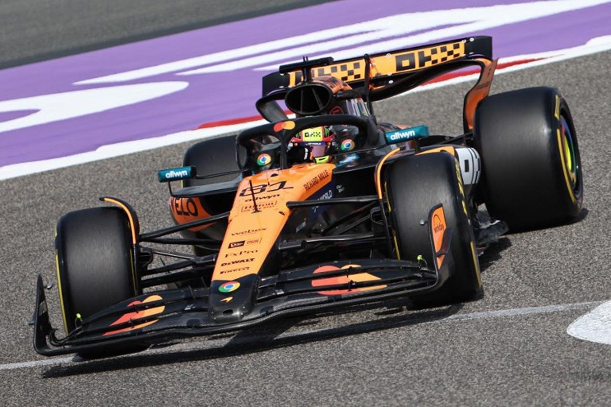McLaren's Australian driver Oscar Piastri drives during the first practice session ahead of the Bahrain Formula One Grand Prix at the Bahrain International Circuit in Sakhir on April 11, 2025.  Fadel SENNA / AFP