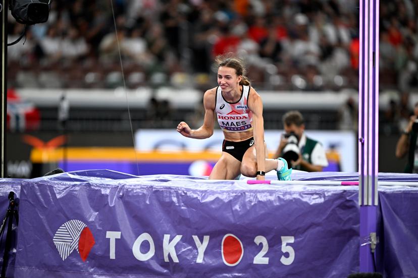 Belgian Merel Maes pictured during the High Jump women final, at the World Athletics Championships in Tokyo, Japan, on Sunday 21 September 2025. The outdoor Worlds are taking place from 13 to 21 September. BELGA PHOTO JASPER JACOBS