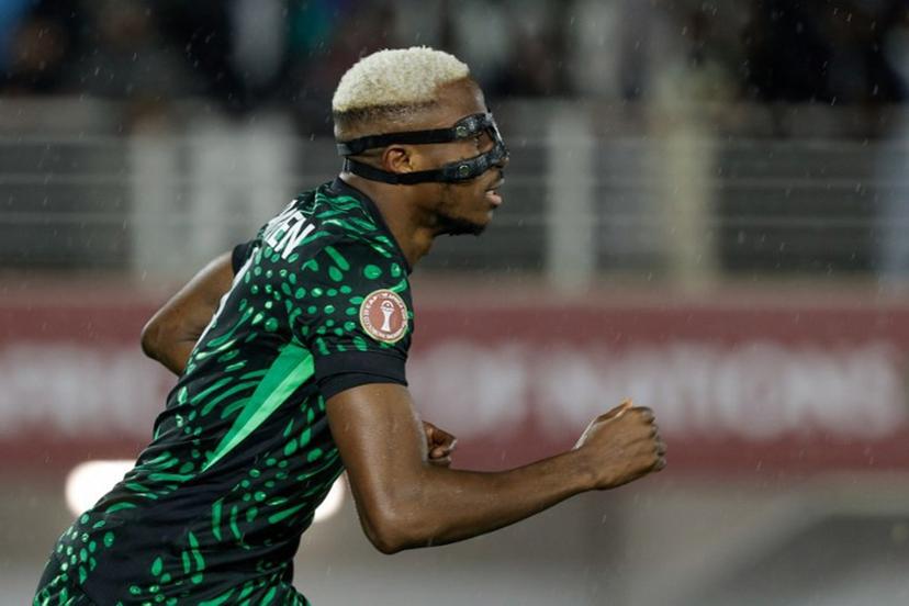Nigeria's forward #09 Victor Osimhen runs during the Africa Cup of Nations (CAN) Group C football match between Nigeria and Tanzania at Fez Stadium in Fes on December 23, 2025.   Abdel Majid BZIOUAT / AFP