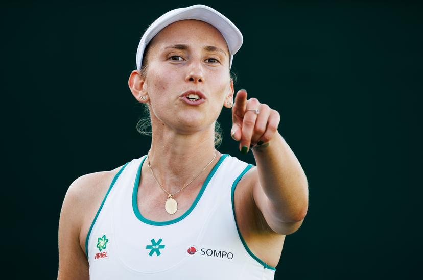 Belgian Elise Mertens pictured during a tennis match against Uzbek Timofeeva, in the second round of the ladies' singles at the Wimbledon grand slam tennis tournament in London, Britain, Thursday 02 July 2026.  BELGA PHOTO BENOIT DOPPAGNE
