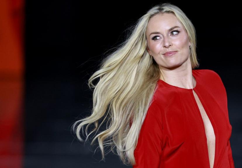 US athlete Lindsey Vonn presents a creation by l'Oreal Paris for the Women's Spring/Summer 2027 collection fashion show as part of the Paris Fashion Week, in Paris on September 28, 2026.   Kenzo TRIBOUILLARD / AFP