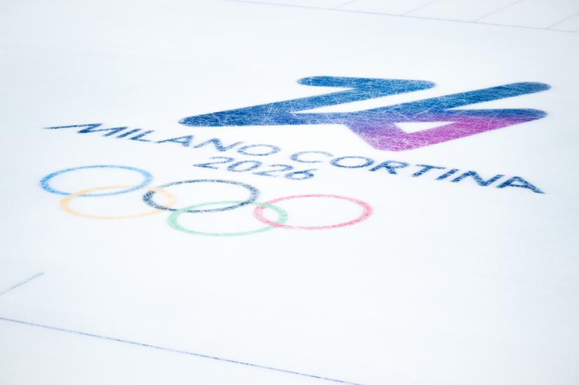 Illustrations showing the Olympic rings at the short track arena prior to a training session in preparation of the Milano Cortina 2026 Olympic Winter Games, on Tuesday 03 February 2026 in Milan, Italy. The Winter Olympics take place from 6 to 22 February 2026 in Italy. BELGA PHOTO JASPER JACOBS