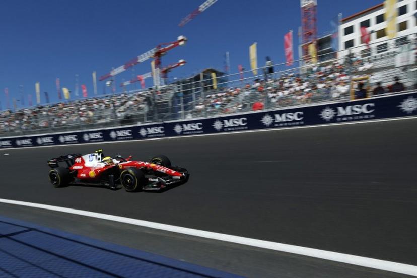 Ferrari's Monegasque driver Charles Leclerc drives during the first practice session at the Madring circuit on September 11, 2026 in Madrid ahead of the Spanish Formula One Grand Prix.  Oscar DEL POZO / AFP