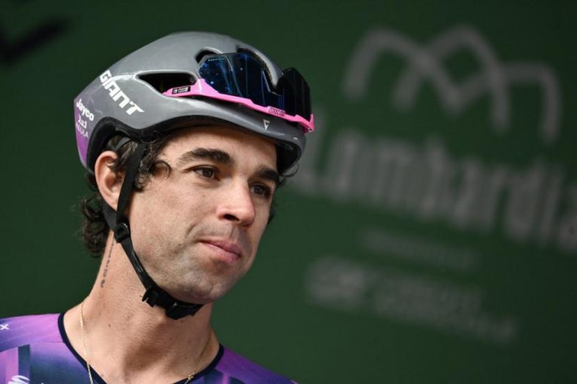 Team Jayco AlUla's Australian riderMichael Matthews looks on from the sign-in podium ahead of the 119th edition of the Giro di Lombardia (Tour of Lombardy), a 238km cycling race from Como to Bergamo on October 11, 2025.  Marco BERTORELLO / AFP