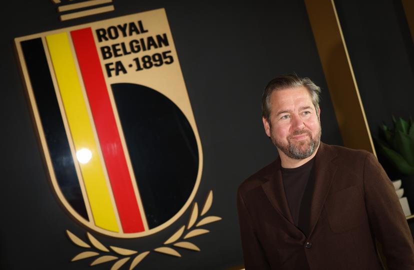 Belgium soccer union CEO director Vincent Mannaert poses for the photographer after a press conference of RBFA-KBVB at the national training center in Tubize, on Thursday 8 October 2026.  BELGA PHOTO VIRGINIE LEFOUR