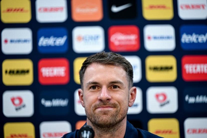Pumas' Welsh midfielder Aaron Ramsey attends a press conference in Mexico City on July 3, 2025. Ramsey was introduced on July 3, 2025 as a new player of Pumas of the National Autonomous University of Mexico (UNAM) of Mexican football, starting from the Liga MX Apertura tournament that will begin on July 11. Yuri CORTEZ / AFP