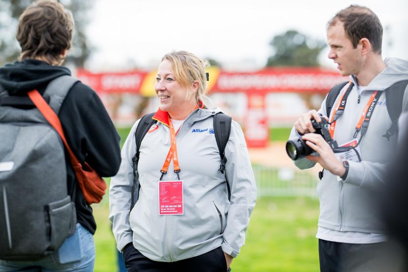 President LBFA Jessica Mayon is seen at a training session and track reconnaissance ahead of Tomorrow's 2025 SPAR European Cross Country Championships, in Lagoa, Portugal, Saturday 13 December 2025. BELGA PHOTO JASPER JACOBS