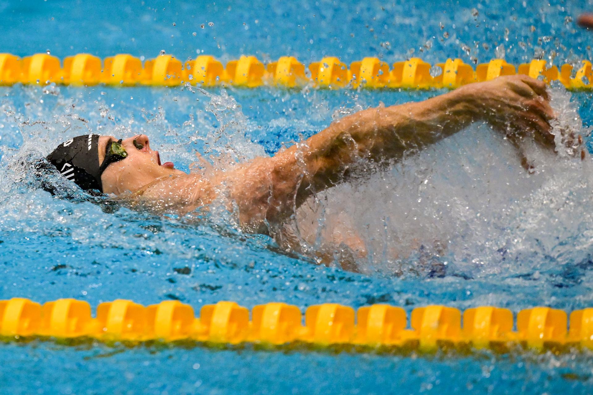 Belgian Noah Verreth pictured in action during the men's 100m backstroke at the Open Belgian Swimming Championships 2026 (15-17/05), in Antwerp, on Sunday 17 May 2026. BELGA PHOTO DAVID PINTENS