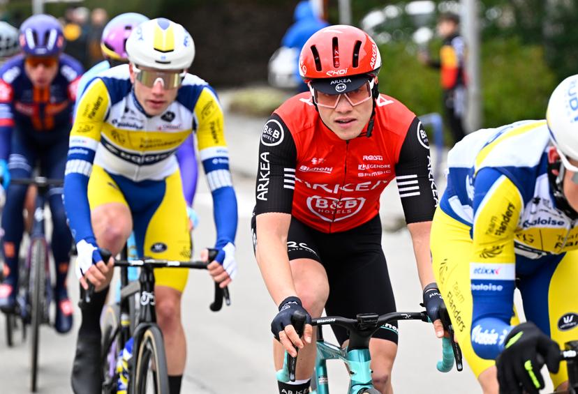 Italian Giosue Epis of Arkea-BB Hotels pictured in action during the men's one-day cycling race Omloop Het Nieuwsblad (UCI World Tour), 197 km from Gent to Ninove, Saturday 01 March 2025. BELGA PHOTO JASPER JACOBS