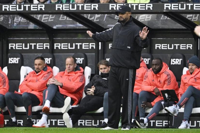 Bayern Munich's Belgian head coach Vincent Kompany gestures during the German first division Bundesliga football match between Borussia Moenchengladbach and FC Bayern Munich in Moenchengladbach, western Germany on October 25, 2025.  INA FASSBENDER / AFP