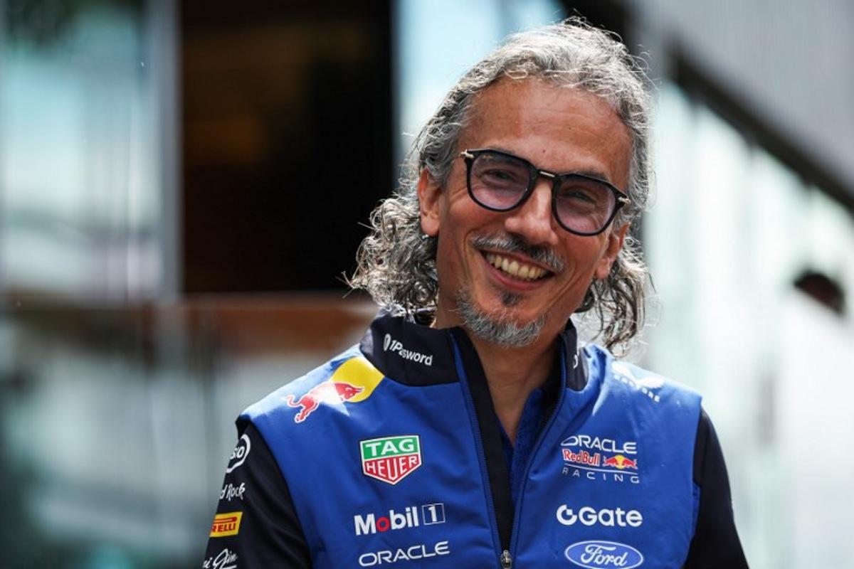 Red Bull Racing's French team principal Laurent Mekies smiles following a press conference ahead of the Formula One Dutch Grand Prix at The Circuit Zandvoort, western Netherlands, on August 20, 2026. Four-time Formula One world champion Max Verstappen has signed a new contract with Red Bull until the end of 2030, the team announced on August 20, 2026, ending speculation over his future in the sport. SIMON WOHLFAHRT / AFP