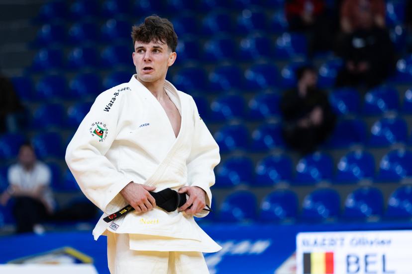 Olivier Naert of Belgium (white) reacts during a fight in the Men -60kg, at the European Championships judo in Tbilisi, Georgia, on Thursday 16 April 2026. BELGA PHOTO NIKOLA KRISTC