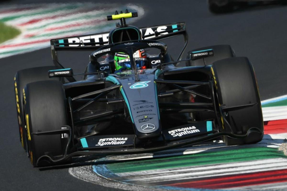 Mercedes' Italian driver Kimi Antonelli competes during the Italian Formula One Grand Prix at the Autodromo Nazionale Monza circuit in Monza, northern Italy on September 6, 2026.  Marco BERTORELLO / AFP
