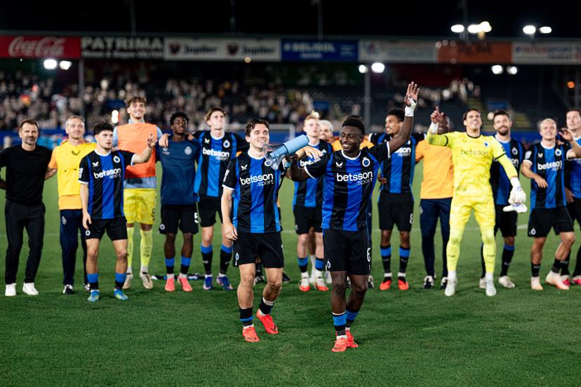 Club's Hugo Vetlesen and Club's Mamadou Diakhon celebrate after winning a soccer match between Oud-Heverlee Leuven and Club Brugge, Saturday 15 August 2026 in Leuven, on day 2 of the 2026-2027 'Jupiler Pro League' first division of the Belgian championship. BELGA PHOTO EMILE WINDAL