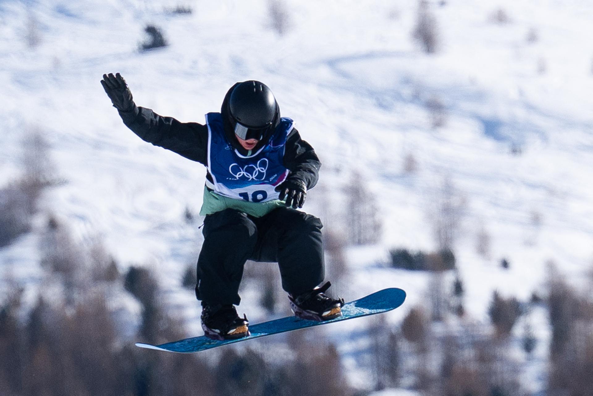 Sky Remans of Belgium competes during the Women's Snowboard Slopestyle Qualification on day nine of the Milano Cortina 2026 Winter Olympic games at Livigno Snow Park on February 15, 2026 in Livigno, Italy. Photo by Laurent Zabulon/ABACAPRESS.COM/ BENELUX ONLY