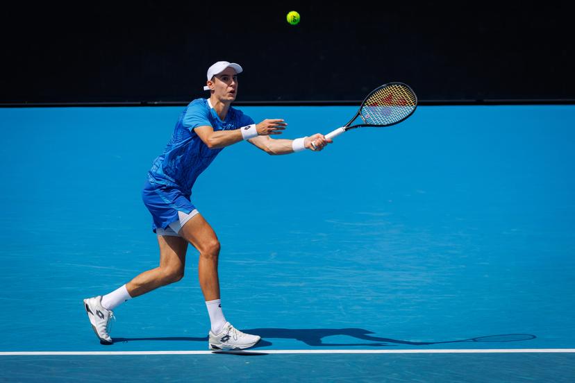 Belgian Joran Vliegen pictured during a doubles tennis match between Belgian-Australian pair Vliegen-Ebden and American pair Krajicek-Ram, in the first round of the men's doubles at the 'Australian Open' Grand Slam tennis tournament, Friday 17 January 2025 in Melbourne Park, Melbourne, Australia. The 2025 edition of the Australian Grand Slam takes place from January 12th to January 26th. BELGA PHOTO PATRICK HAMILTON BELGIUM ONLY